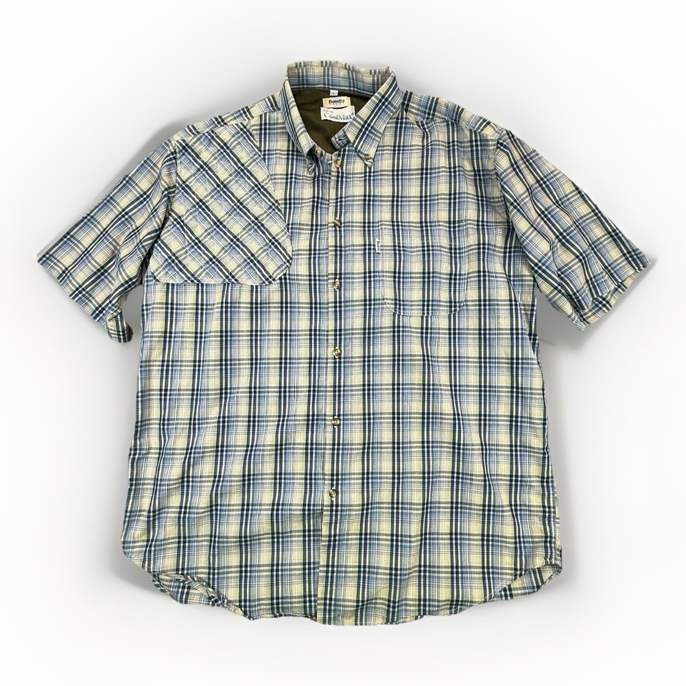 Beretta Shirt Mens Large Plaid Short Sleeve Shooting Sporting Clays CoolMax